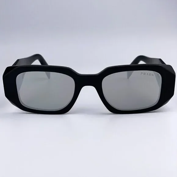 NEW Prada PR17WS 1AB2B0 Black Light Gray Mirrored Silver Square Unisex - Picture 3 of 14